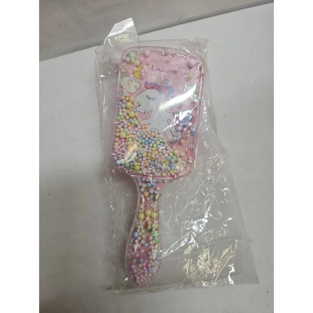 Unicorn Hairbrush for Girls Sparkly Moving Confetti Glitter Detangling Brush NEW